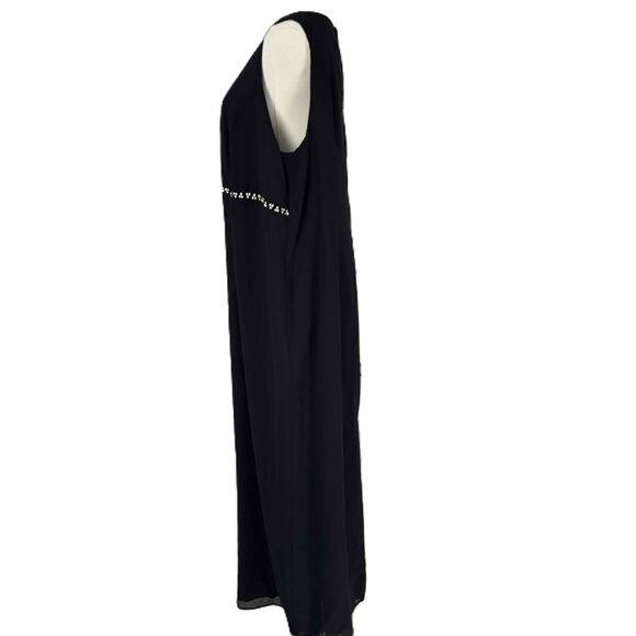 After Dark Black Rhinestone Square Neck Maxi Formal Dress Minimalist Simple Plus - Picture 7 of 15